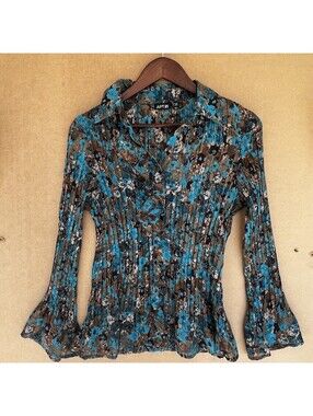 Apt. 9 Vintage Y2K Pleated Ruffle Front Blouse M